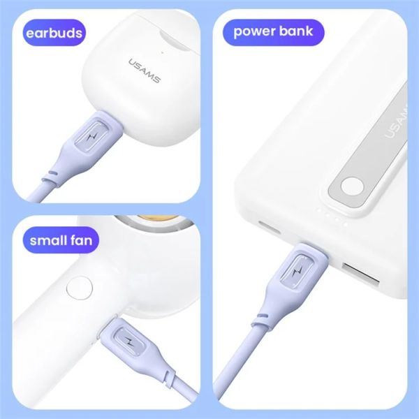 Cáp Sạc USAMS SJ620 USB to Micro USB 2A Silicone with Epoxy Shell