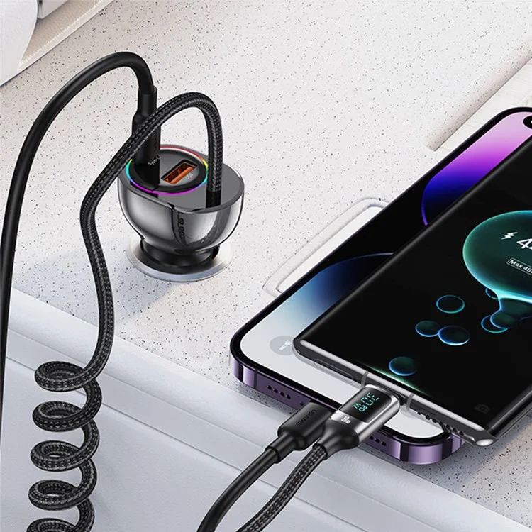 Tẩu Sạc Dành Cho Ô Tô USAMS CC192 C37 60W (Type-C + USB, with Type-C Cable 30W)