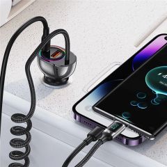Tẩu Sạc Dành Cho Ô Tô USAMS CC192 C37 60W (Type-C + USB, with Type-C Cable 30W)