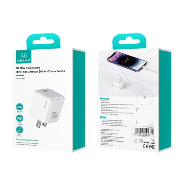 Củ Sạc Nhanh Mạ Điện USAMS CC187 X-ron Series PD 30W