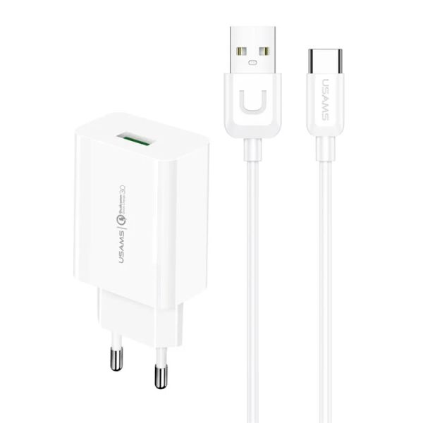 Combo củ cáp USAMS T48 T22 18W Travel Charger + Type-C Cable Kit