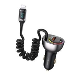 Tẩu Sạc Dành Cho Ô Tô USAMS CC193 C37 60W (Type-C + USB-A, with Lightning Cable 30W)
