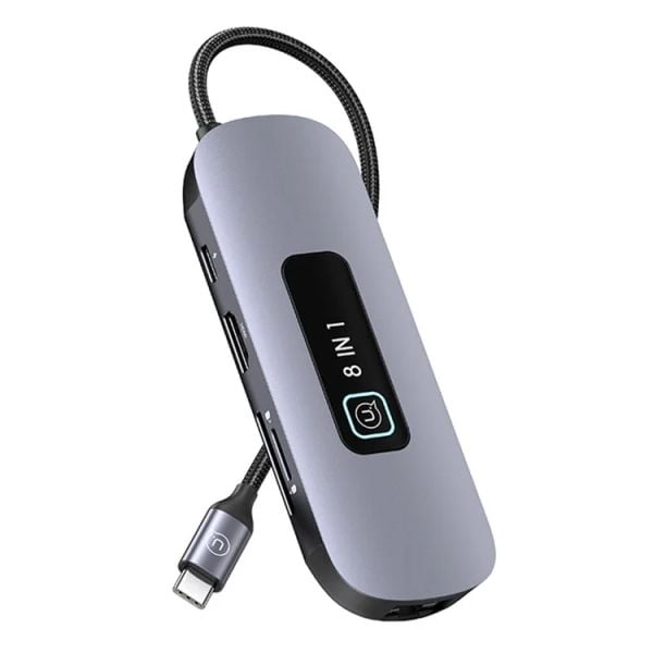 Hub Mở Rộng USAMS SJ643 8-in-1 Hub Docking Station (Type-C to HD+USB3.0*3+TF+SD+RJ45+PD 100W)