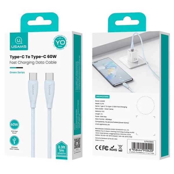 Cáp Sạc Nhanh Type C USAMS SJ716 Green Series 1m 60W