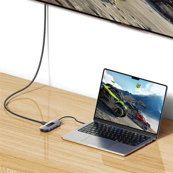 Hub Mở Rộng USAMS SJ643 8-in-1 Hub Docking Station (Type-C to HD+USB3.0*3+TF+SD+RJ45+PD 100W)