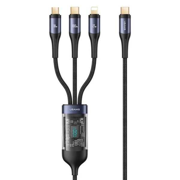 Cáp Sạc Đa Năng 3IN1 USAMS U83 TypeC to Lightning / Type-C / Micro 100W