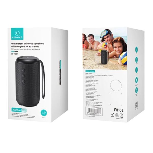 Loa Bluetooth Di Động Mini USAMS YC011 YC Series (Bluetooth v5.0, 4H, IPX7, kèm dây đeo)