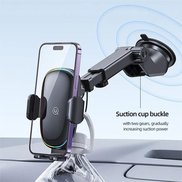 Giá Đỡ Điện Thoại Tích Hợp Sạc Không Dây Trên Xe Hơi USAMS CD187 15W (Led Đổi Màu)