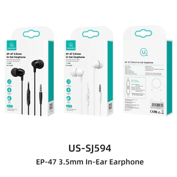 Tai Nghe Có Dây Jack 3.5mm USAMS SJ594 EP-47 (with Sensitive Microphone / Button Control, 1.2m, Hi-Fi Audio)