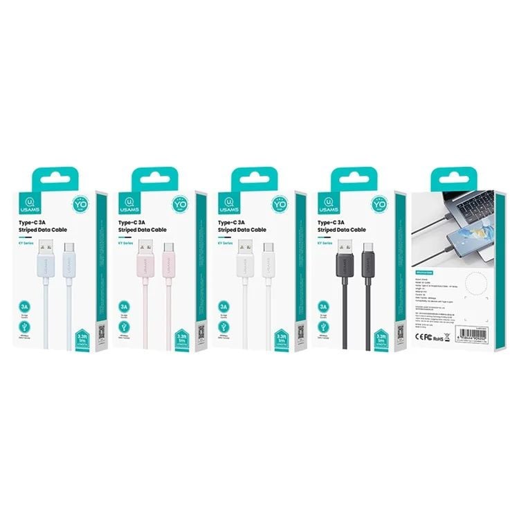 Cáp Sạc USAMS SJ688 | SJ693 | SJ698 KY Series USB to Type-C Striped Data Cord 2m