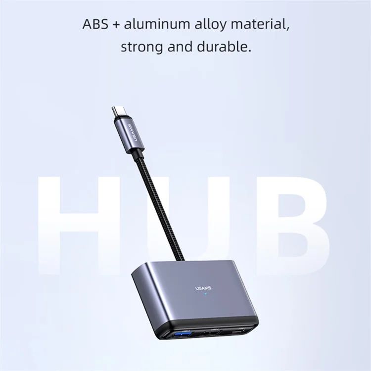 Hub Mở Rộng Kết Nối Đa Năng 4-in-1 USAMS SJ627 (Type-C to USB3.0*1 + USB2.0*2 + PD 60W)