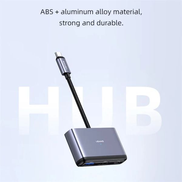 Hub Mở Rộng Kết Nối Đa Năng 4-in-1 USAMS SJ627 (Type-C to USB3.0*1 + USB2.0*2 + PD 60W)