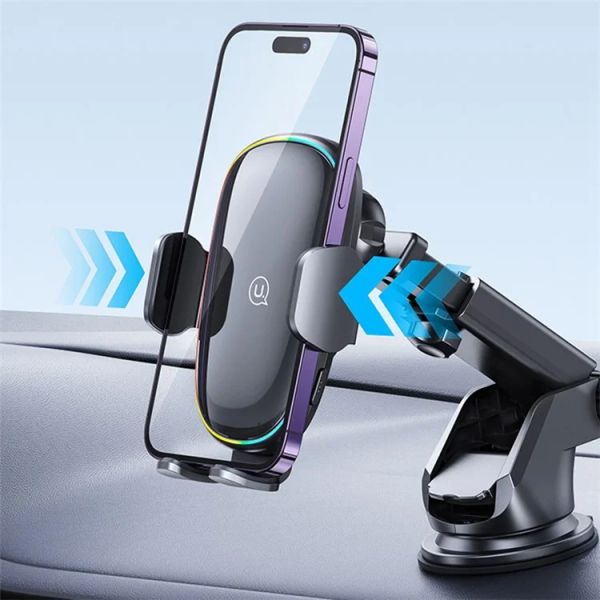 Giá Đỡ Điện Thoại Tích Hợp Sạc Không Dây Trên Xe Hơi USAMS CD187 15W (Led Đổi Màu)
