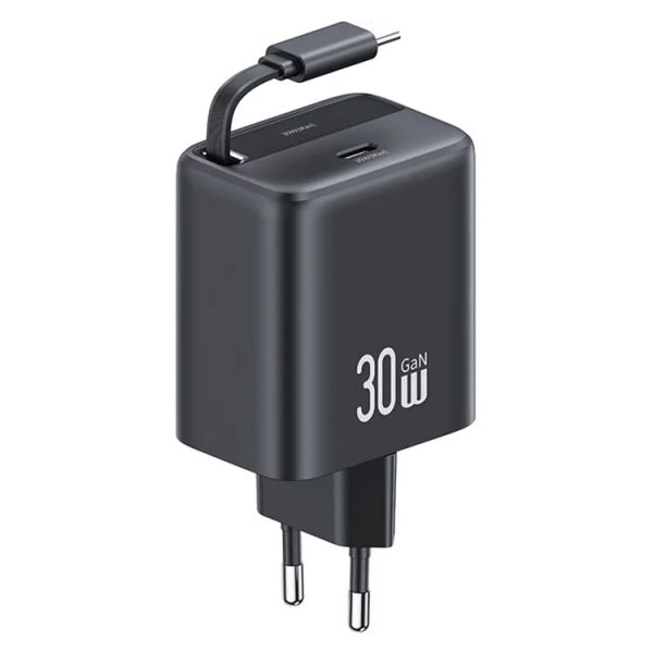 Bộ Sạc Nhanh Kèm Cáp Sạc Dây Rút USAMS CC241 30W Type-C Charger GaN PD3.0+QC3.0
