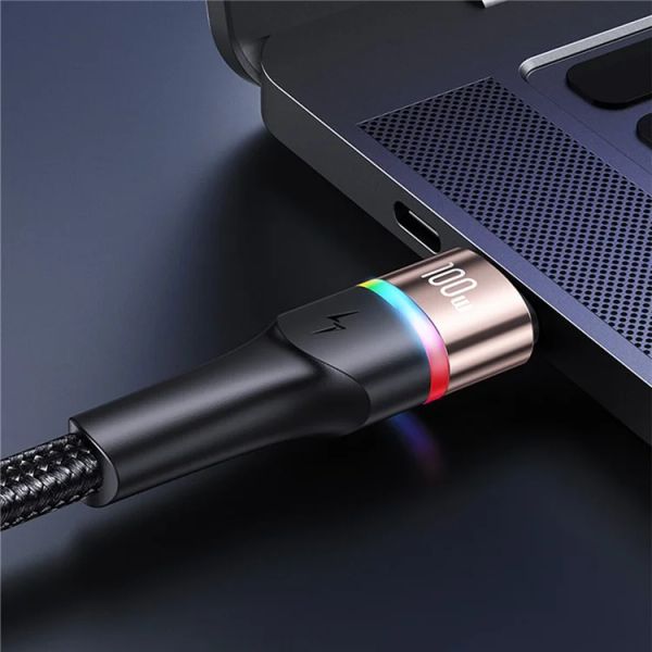 Cáp Sạc USAMS SJ537 U76 LED Luminous Light Type-C to Type-C 100W