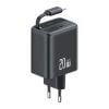 Bộ Sạc Nhanh Tích Hợp Cáp Dây Rút USAMS CC233 20W GaN Charger PD3.0+QC3.0