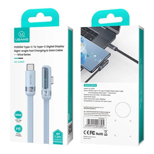 Cáp Sạc USAMS SJ653 Wind Series Type-C To Type-C Fast Charging PD 100W