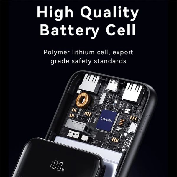 Pin Dự Phòng USAMS CD198 XY Series 10000mAh 10W (2*USB + 1*Type-C, Digital Display)