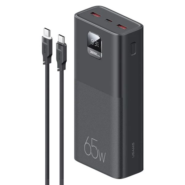 Pin Dự Phòng USAMS CD185 30000mAh 65W (Digital Display, Kèm cáp C to C 100W, PD/QC/FCP/AFC)