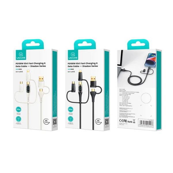 Cáp sạc đa năng USAMS SJ616 PD 100W 6-in-1 Fast Charging Cord