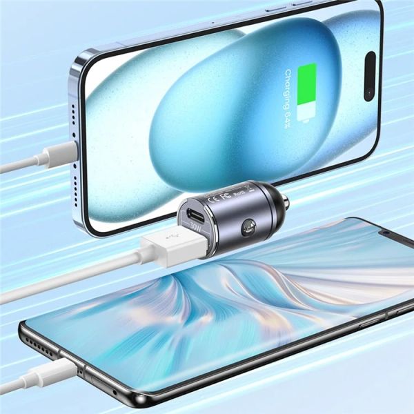 Tẩu Sạc Dành Cho Ô Tô USAMS CC206 C38 PD 30W USB A+C (with Pull Ring)