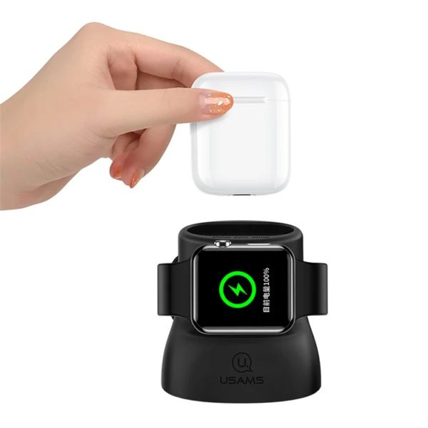 Đế sạc silicon 2 trong 1 USAMS ZJ051 cho Apple Watch và AirPods