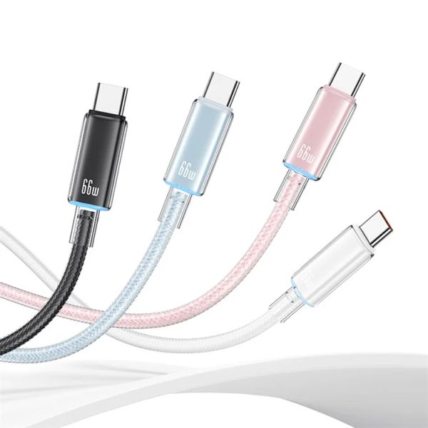 Cáp Cạc USAMS SJ658 Cloud Series USB-A to Type-C Braided Data with Light