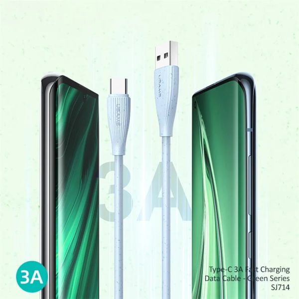 Cáp Sạc Nhanh Truyền Dữ Liệu USAMS SJ714 Green Series 1m USB to Type-C Cable 3A