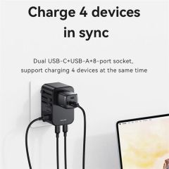 Bộ Sạc Nhanh Du Lịch Đa Năng 2C+U USAMS CC199 T62 GaN 65W (EU/UK/AU/US)