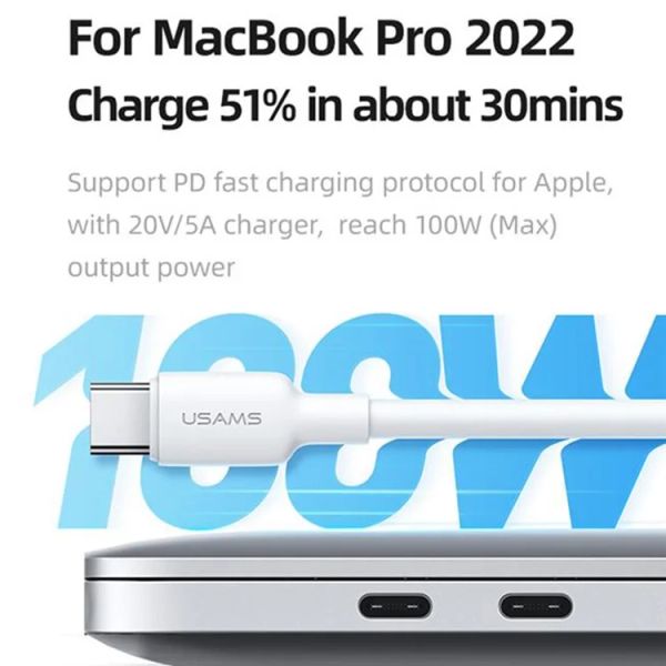 Cáp Sạc Siêu Nhanh USAMS U84 Cho iPhone 15 Series (Type-C To Type-C Data Cord PD 100W 1M)