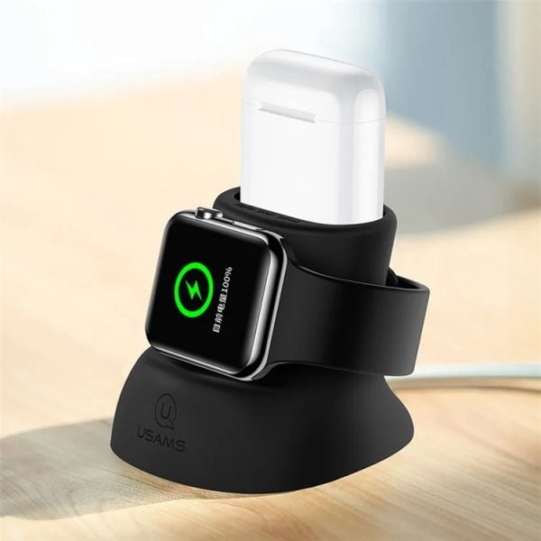 Đế sạc silicon 2 trong 1 USAMS ZJ051 cho Apple Watch và AirPods