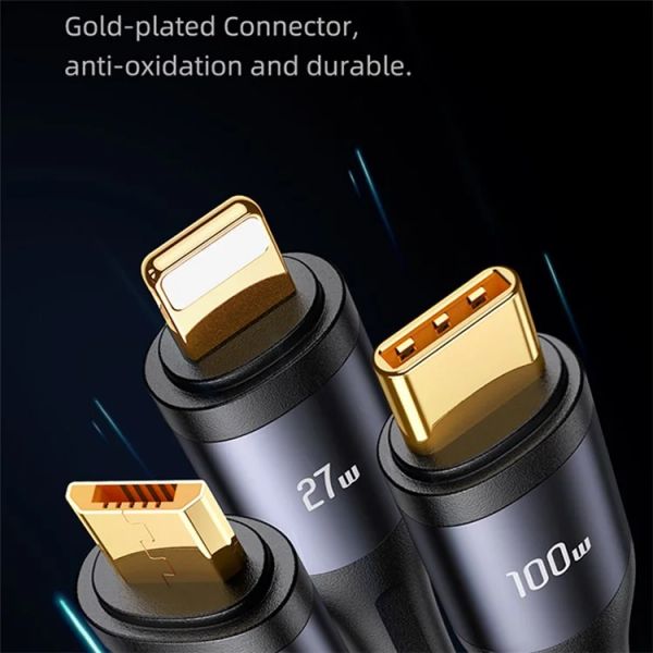 Cáp Sạc Đa Năng 3IN1 USAMS U83 TypeC to Lightning / Type-C / Micro 100W