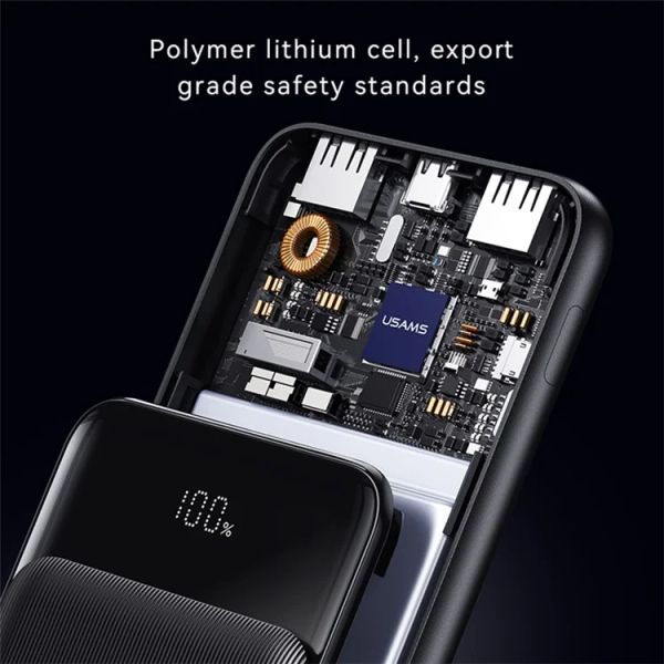 Pin Dự Phòng USAMS CD202 XY Series 30000mAh 10W (2*USB + 1*Type-C, with Digital Display)