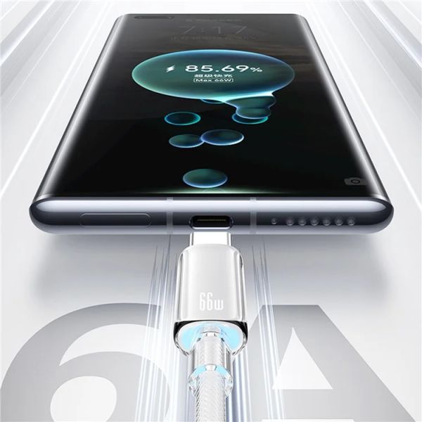 Cáp Cạc USAMS SJ658 Cloud Series USB-A to Type-C Braided Data with Light