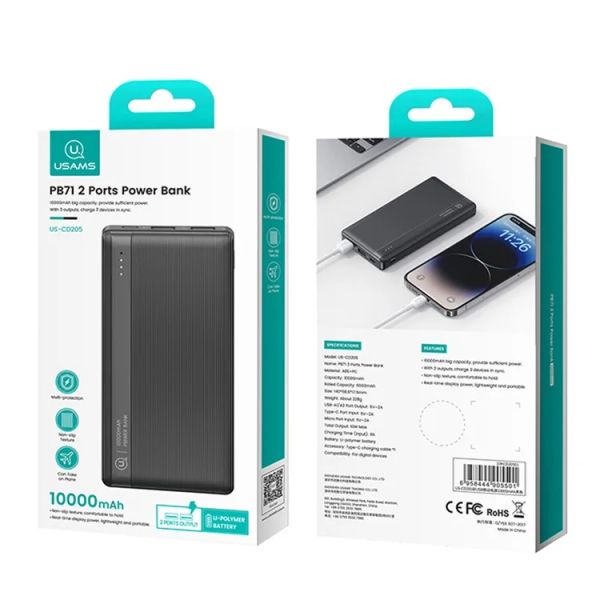 Pin Dự Phòng USAMS CD206 PB71 20000mAh 10W (Dual USB)