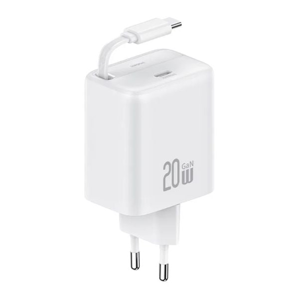 Bộ Sạc Nhanh Tích Hợp Cáp Dây Rút USAMS CC233 20W GaN Charger PD3.0+QC3.0