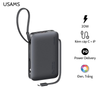 Pin Dự Phòng USAMS CD228 10000mAh 20W (Digital Display, Kèm Cáp Type-C + Lightning, 3C Certification)