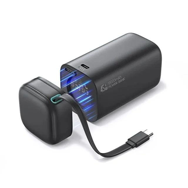 Pin Sạc Dự Phòng Tích Hợp Cáp Dây Rút Type-C/Lightning USAMS Magnetic CD216/CD217 18000mAh 45W