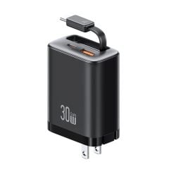 Củ Sạc Nhanh 2C+1A GaN USAMS CC297 30W (With Type-C Rectangle Built-in cable)