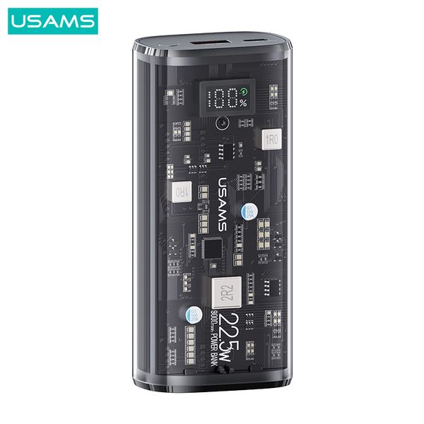 Pin Dự Phòng sạc nhanh nhỏ gọn USAMS CD189 9000mAh 20W (Digital Display, USB+Type-C port, Trong suốt, PD + QC3.0)