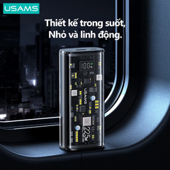 Pin Dự Phòng sạc nhanh nhỏ gọn USAMS CD189 9000mAh 20W (Digital Display, USB+Type-C port, Trong suốt, PD + QC3.0)