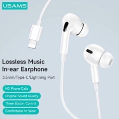 Tai Nghe Có Dây USAMS EP-41 Earphone (3.5mm/Type-C/Lightning, Bluetooth v5.0, 1.2m, Hi-Res Audio)