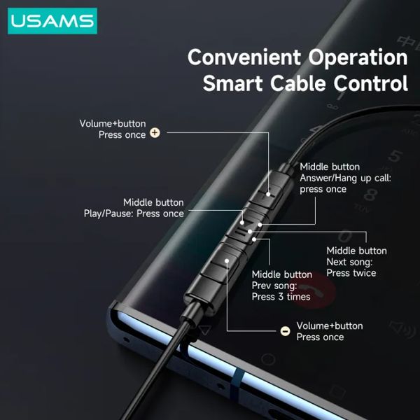 Tai Nghe Có Dây Type-C USAMS SJ482 EP-43 (1.2m, 3D sound effect)