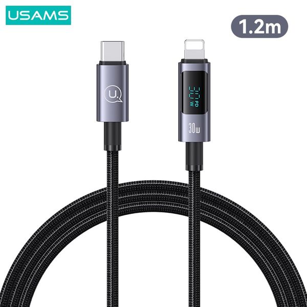 Cáp sạc nhanh USAMS SJ672 Type-C To Lightning 30W Aluminum Alloy Digital Display Sufeng Series