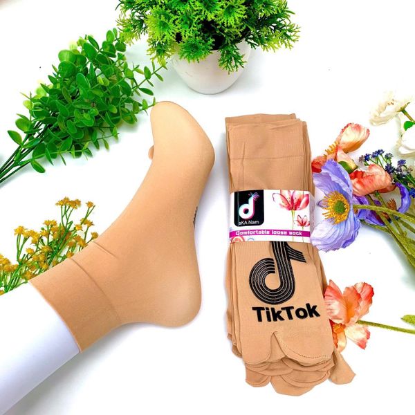 Sét Vớ Da Xỏ Ngón Set 10 Đôi Chống Trượt Dập silicon Hình Tik Tok , mang qua mắt cá chân SKA TIKTOK