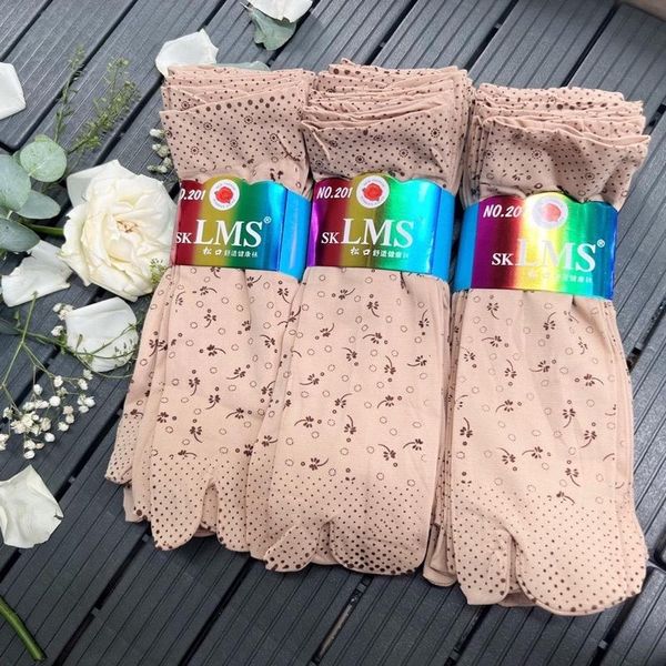 Tất lụa set 10 đôi da nữ xỏ ngón hoạ tiết đơn giản NO:201 mẫu full hoa