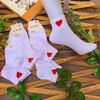 Tất cổ ngắn Nam Nữ Set 10 Đôi Hàn Quốc hoạ tiết Tim - Sọc 2 màu. Vải cotton dày dặn thoáng mát êm chân .