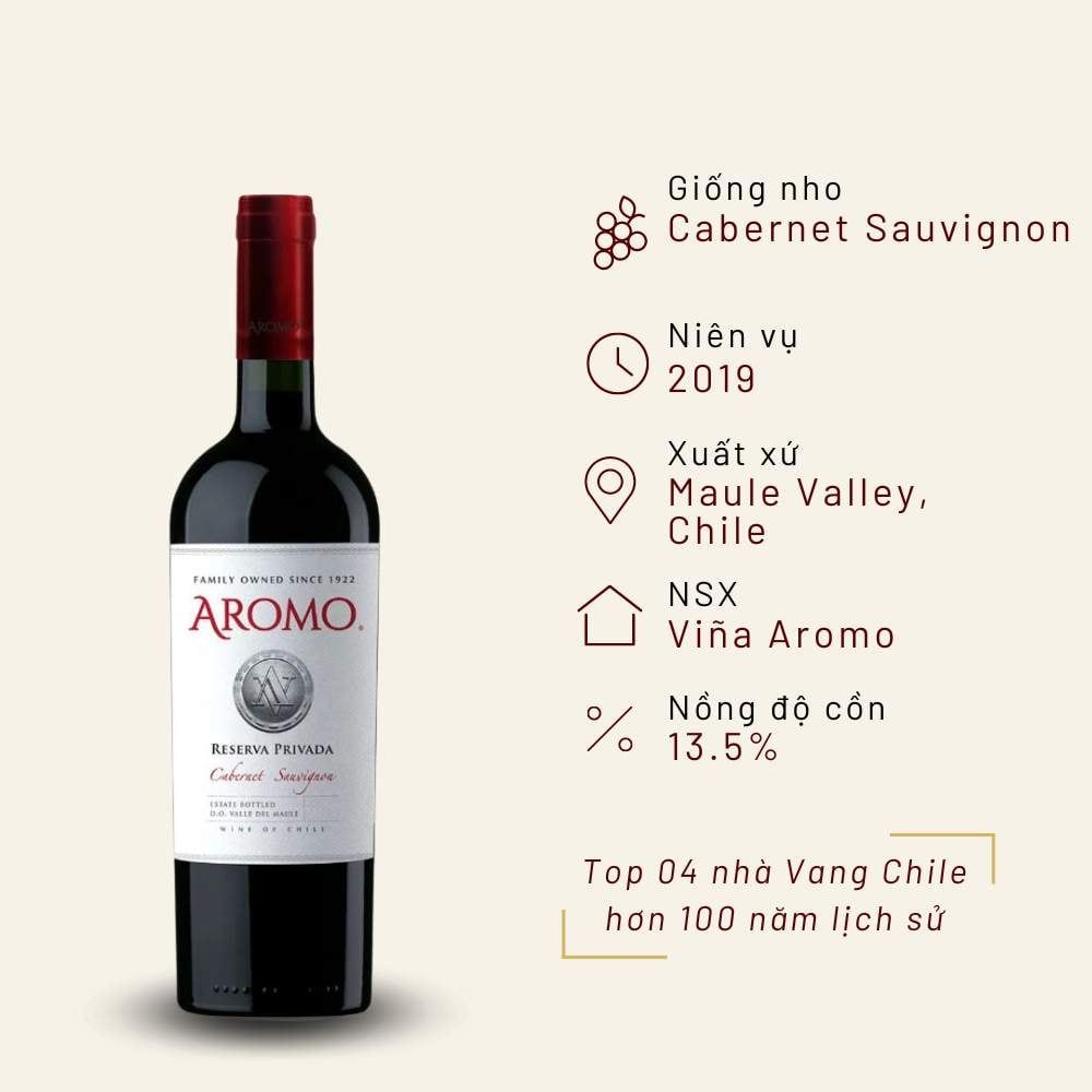 Rượu vang đỏ Chile Aromo Reserva Privada Cabernet Sauvignon 13.5% Maule Valley 2019