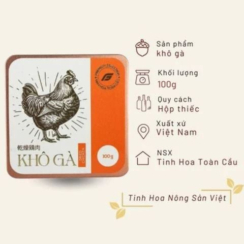 Khô gà Tinh Hoa Toàn Cầu hộp thiếc 100g