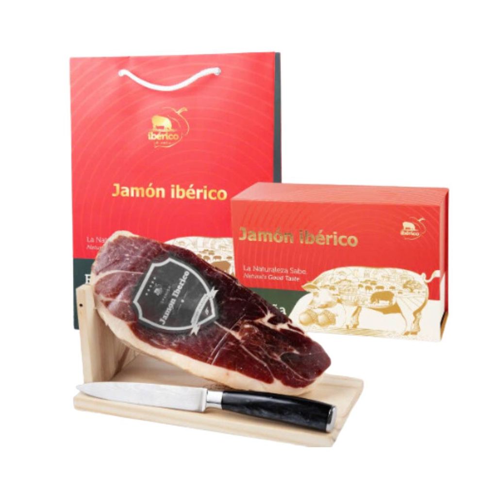 Hộp quà đùi muối sau Montesano mini 1KG Iberico Bellota 100% thuần chủng 48 tháng